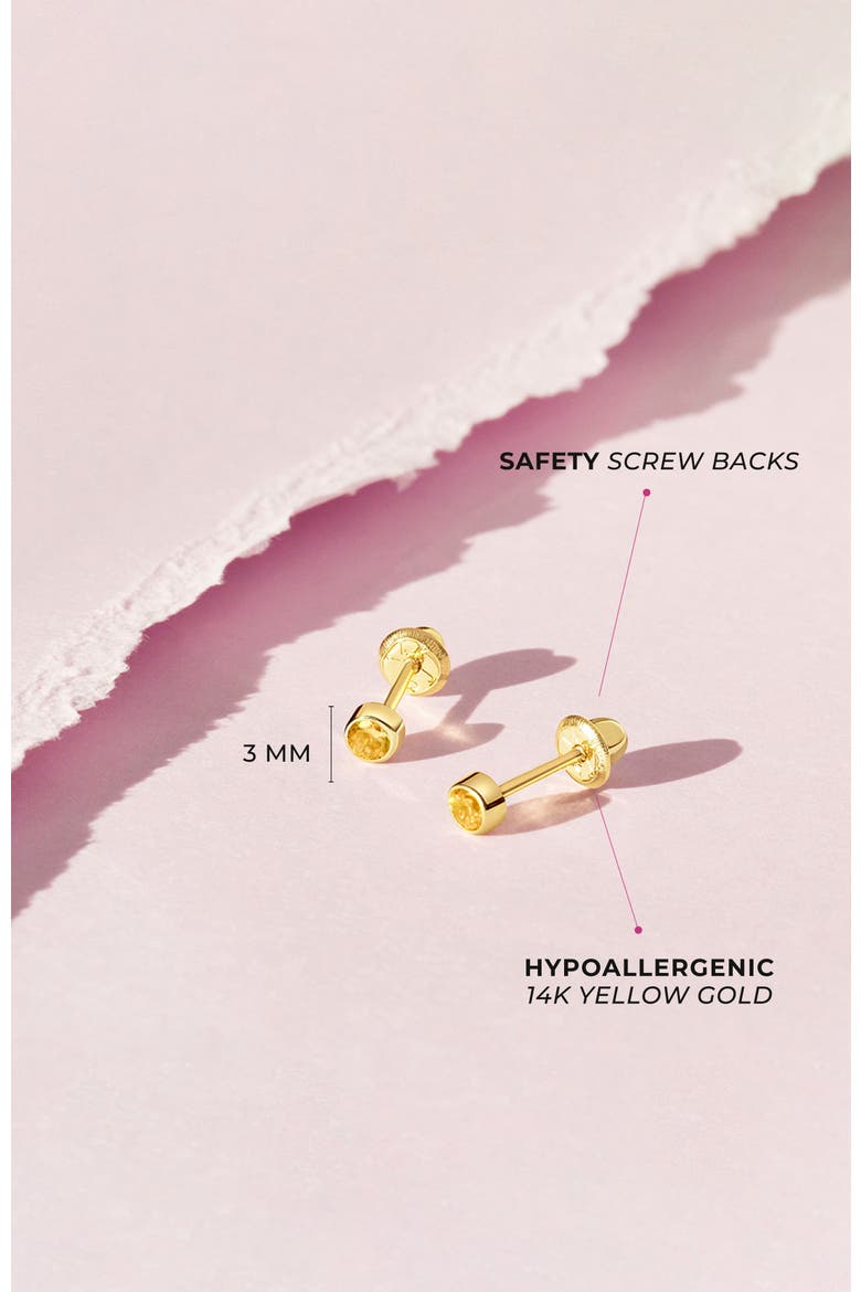 14k Tiny Cubic Zirconia Birthstone Earrings, Alternate, color, November