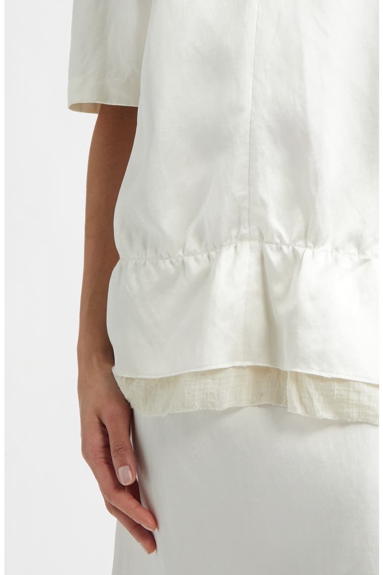 V-Neck Satin Pullover Top, Alternate, color, WHITE