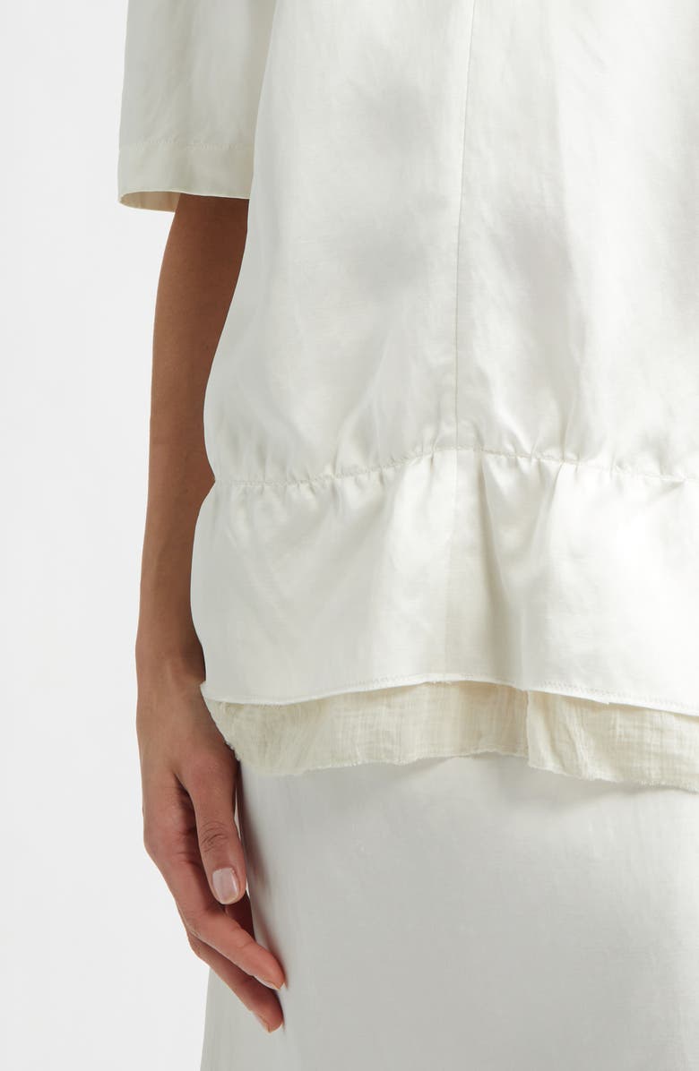 TOTEME V-Neck Satin Pullover Top, Alternate, color, White