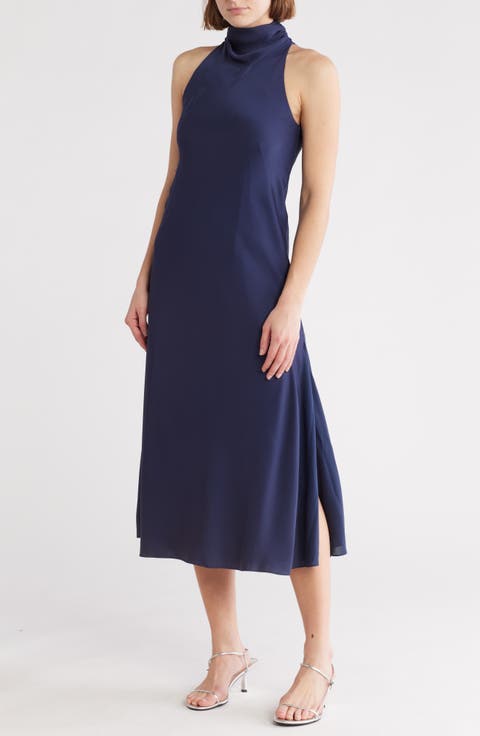 Joiya Cowl Neck Sleeveless Satin Dress