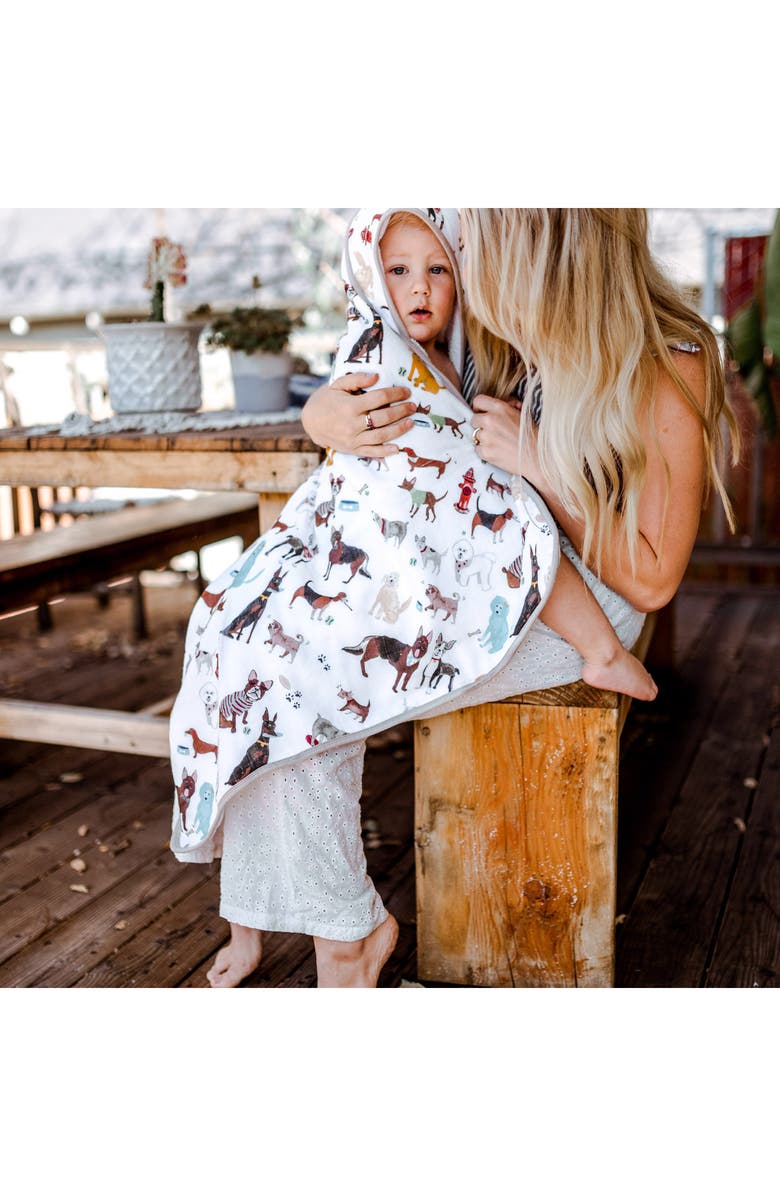 little unicorn Cotton Muslin & Terry Hooded Towel, Alternate, color,