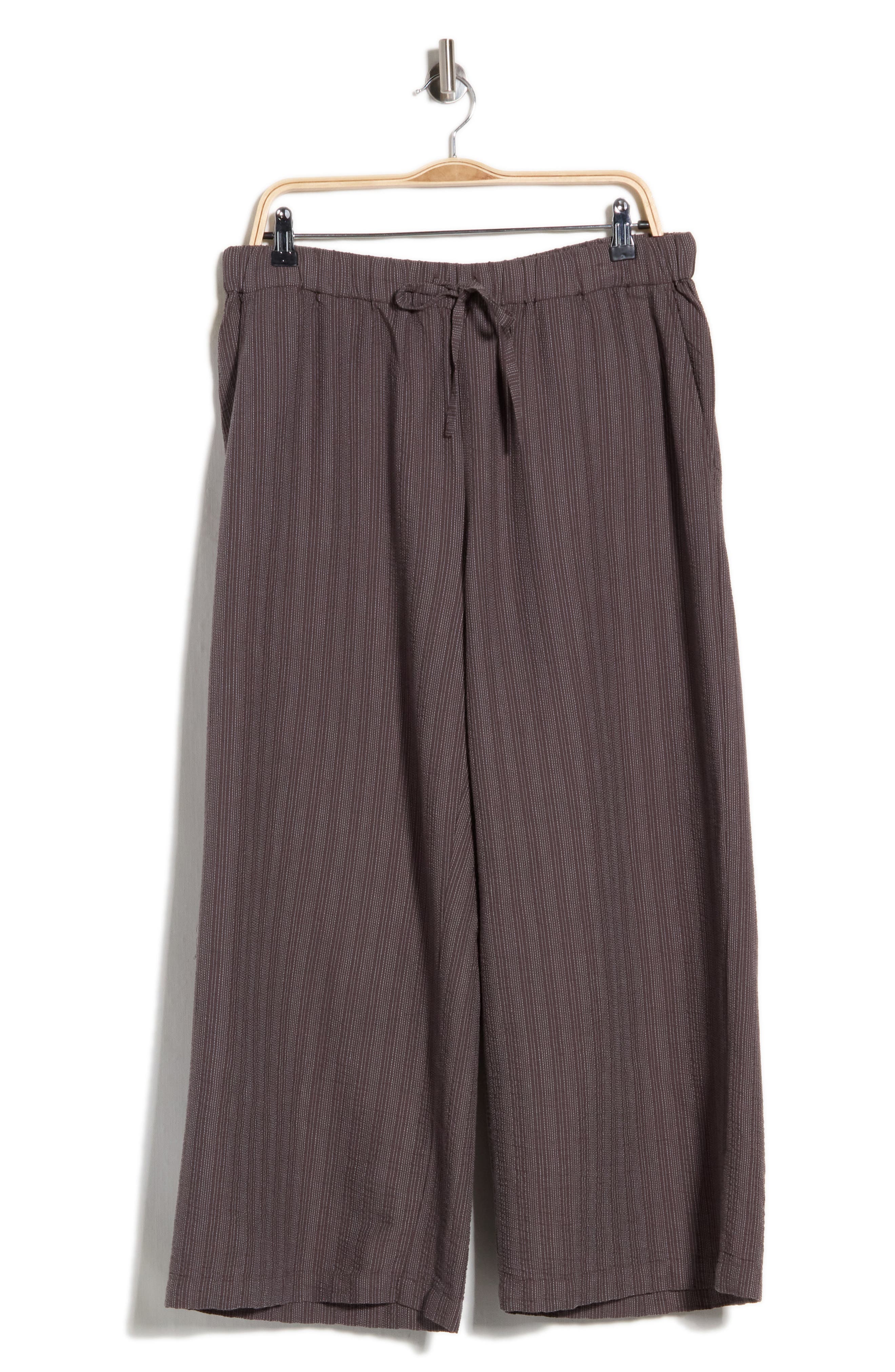 Stripe Organic Cotton Blend Crop Wide Leg Pants