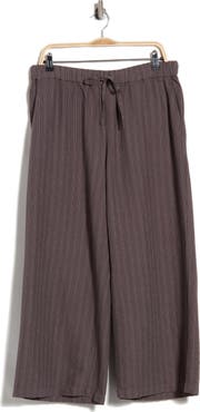 Eileen Fisher Stripe Organic Cotton Blend Crop Wide Leg Pants