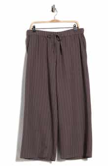 Stripe Organic Cotton Blend Crop Wide Leg Pants