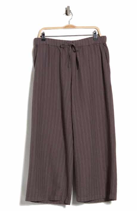 Stripe Organic Cotton Blend Crop Wide Leg Pants