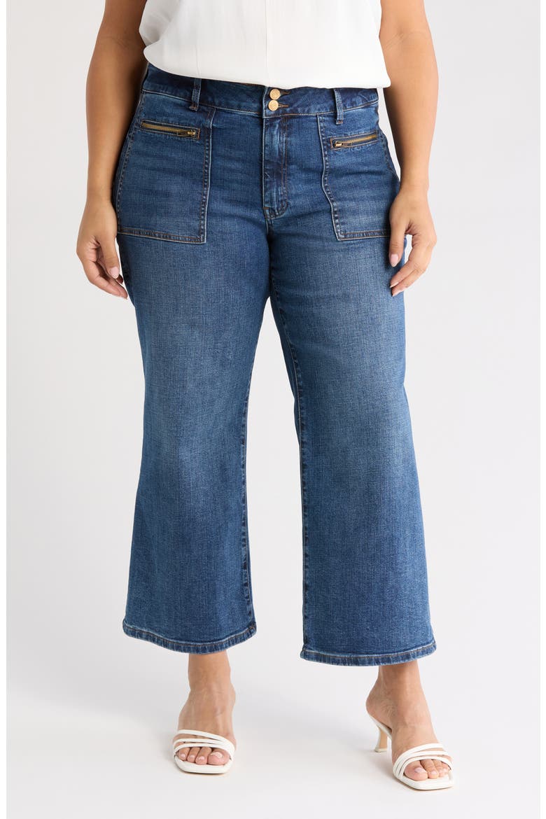 Meg Zip Pocket Ankle Wide Leg Jeans, Main, color, LEARNING