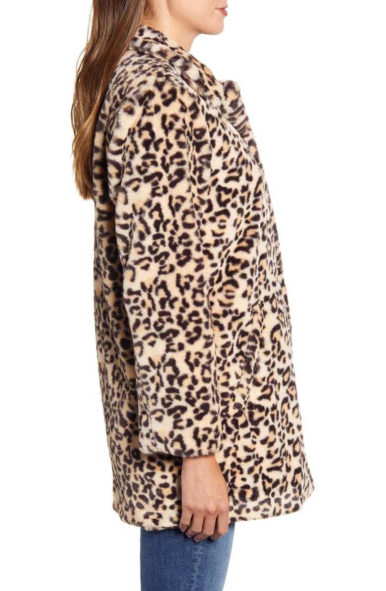 Wit & Wisdom Leopard Print Faux Fur Coat, Alternate, color, 