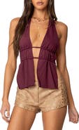 EDIKTED Nikole Split Front Halter Top