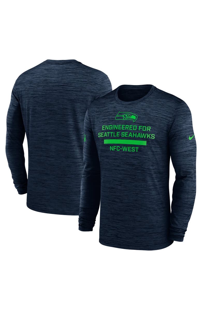 Nike Men's Nike College Navy Seattle Seahawks Sideline Velocity Performance Long Sleeve T-Shirt, Main, color, College Navy