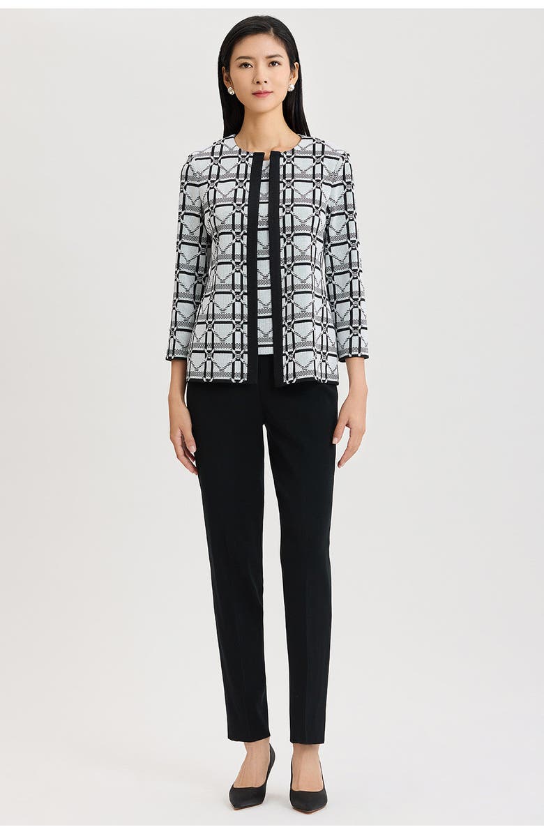 Ming Wang Monochrome Geometric Knit Tank, Alternate, color, 
