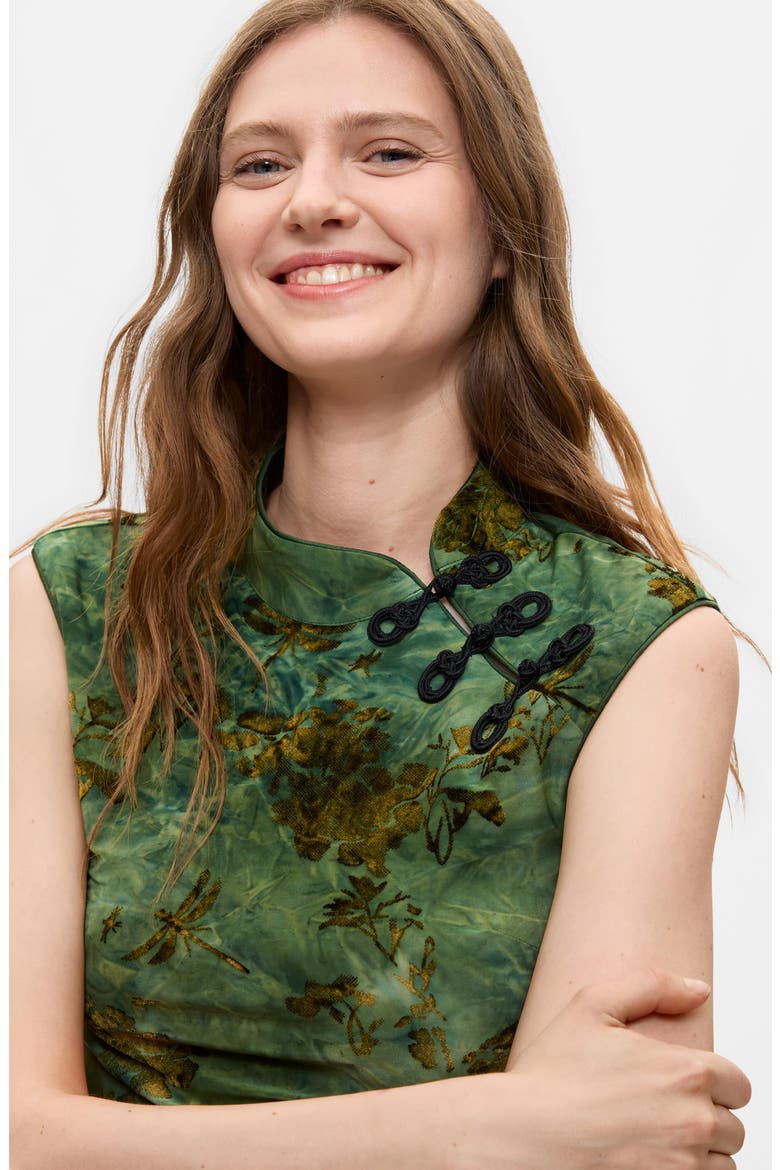 Mandarin Collar Sleeveless Top, Alternate, color, GREEN