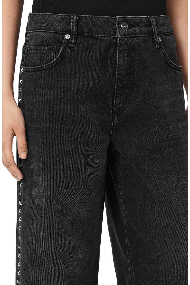 Sway Studded High Waist Wide Leg Jeans, Alternate, color, WASHED BLACK