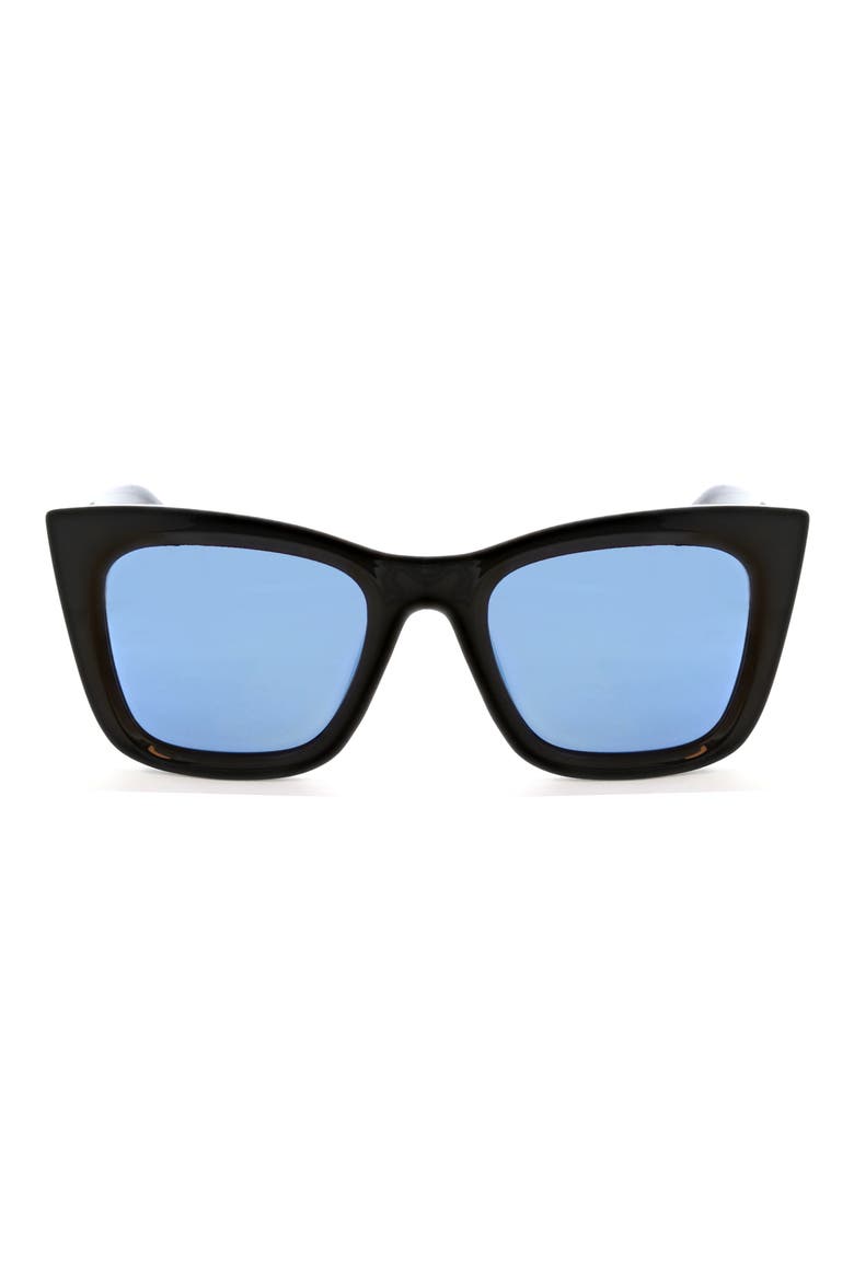 50mm Chunky Square Polarized Sunglasses, Main, color, BLACK