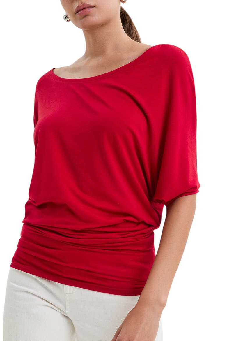 Elena Asymmetric Sleeve Batwing Top, Alternate, color, RED