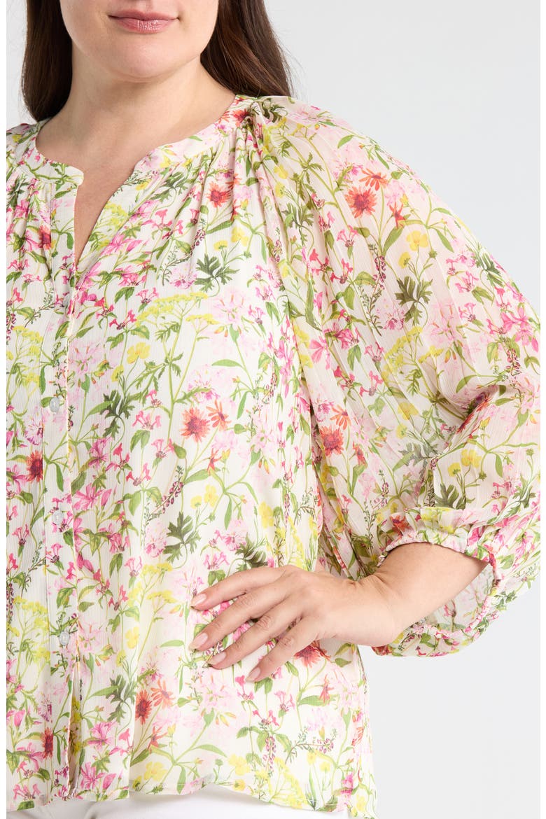 Floral Button-Up Shirt, Alternate, color, iVORY/RASPBERRY
