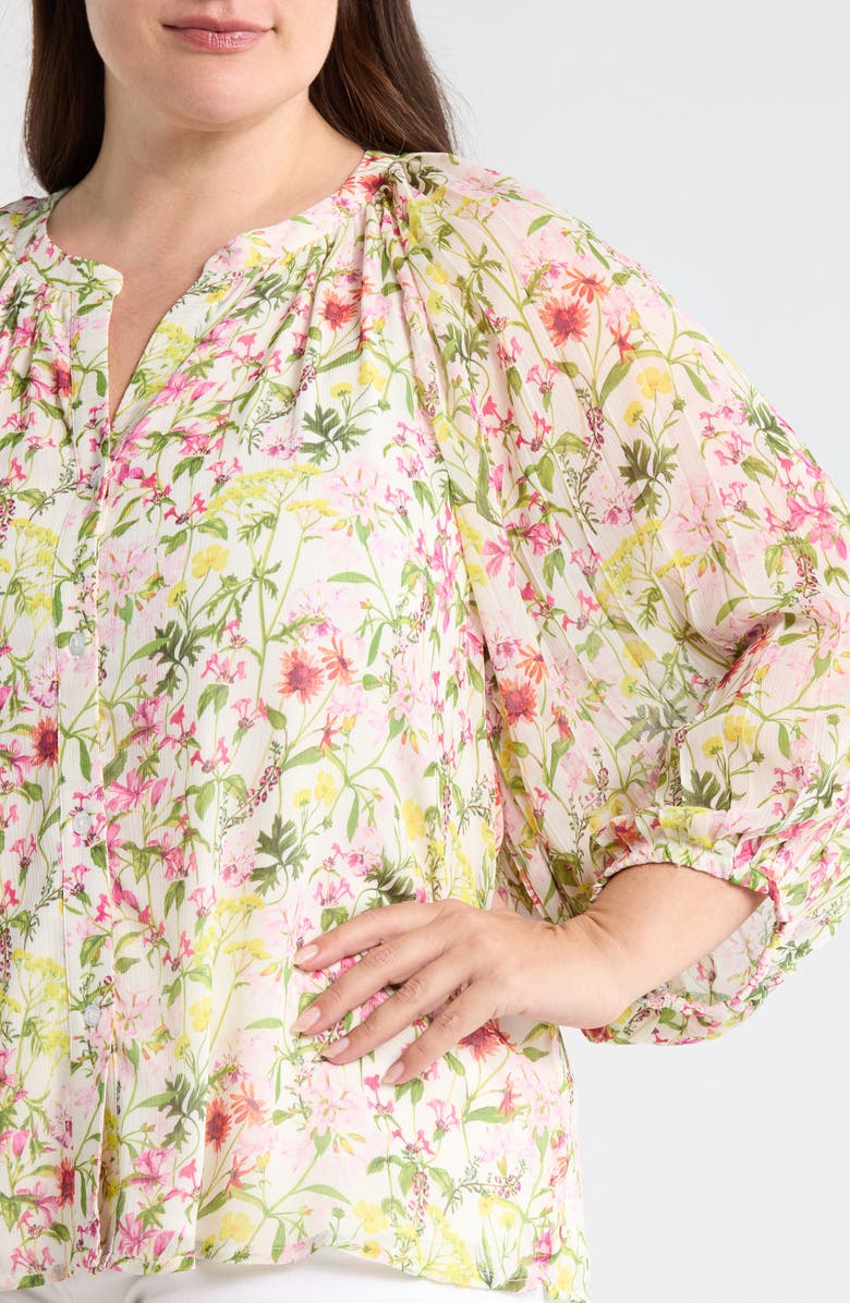 Vince Camuto Floral Button-Up Shirt, Alternate, color, Ivory/Raspberry