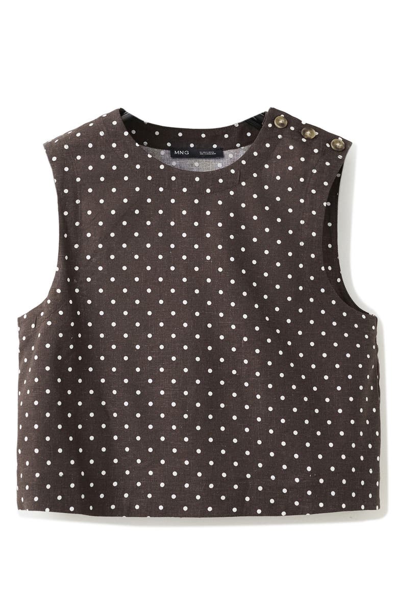 MANGO Polka Dot Sleeveless Linen Blend Crop Top, Alternate, color, 