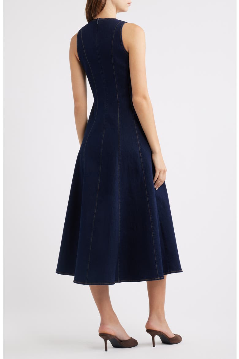 Topstitch Detail Sleeveless Denim Dress, Alternate, color, DENIM BLUE