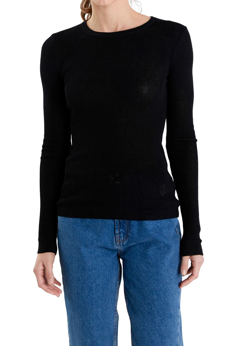 Crewneck Sweater, Alternate, color, BLACK