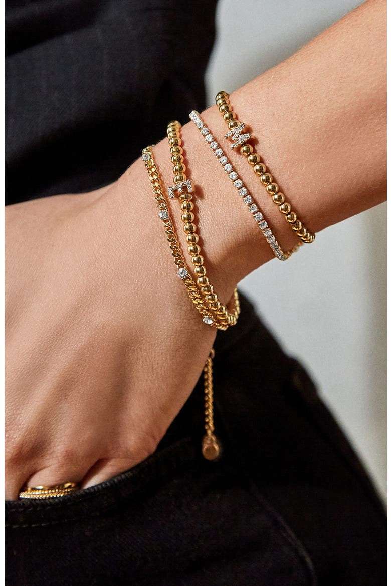 Pisa Pavé Initial Bracelet, Alternate, color, GOLD D