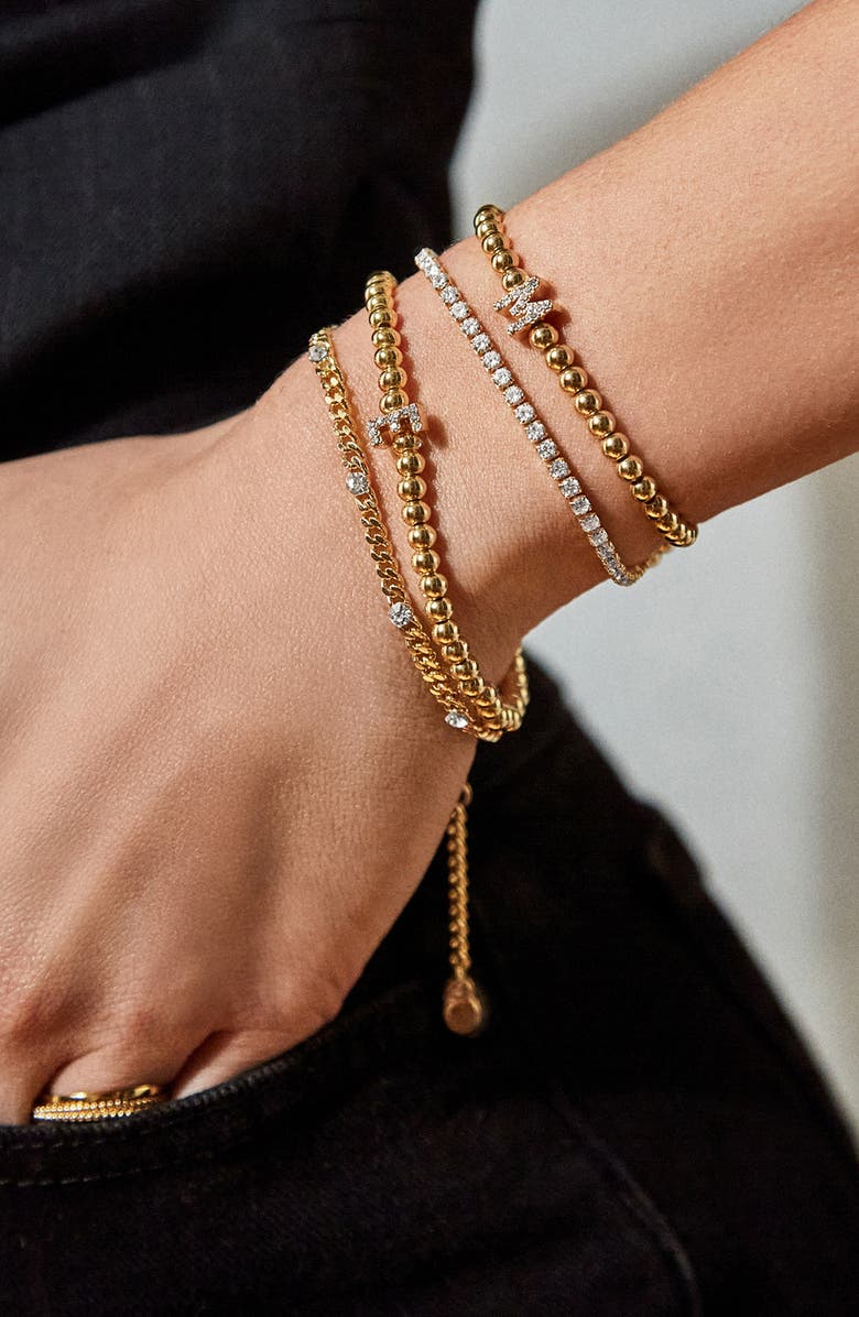 BaubleBar Pisa Pavé Initial Bracelet, Alternate, color, Gold A
