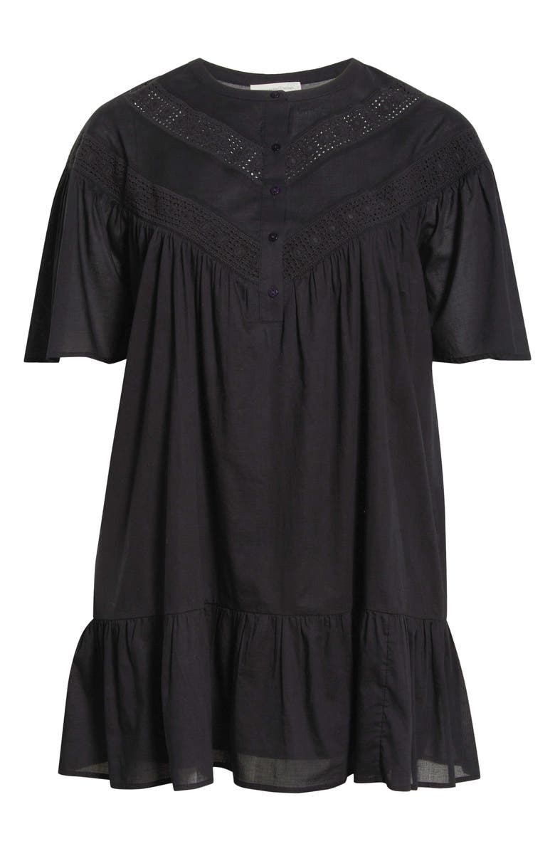 Treasure & Bond Lace Yoke Cotton Shift Dress, Alternate, color, Black