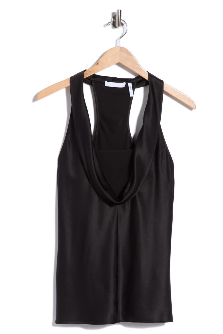 U-Neck Silk Tank, Alternate, color, BLACK