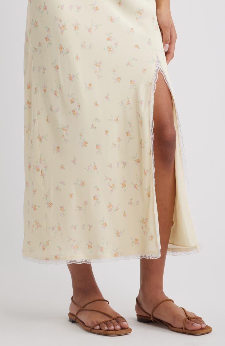 LoveShackFancy Silvia Floral Print Maxi Skirt, Alternate, color, Lemon Haze