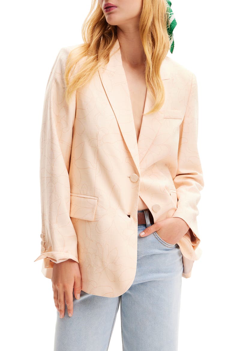 Floral Blazer, Main, color, WHITE