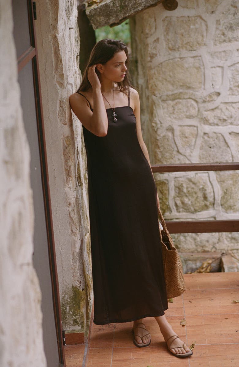 Vitamin A<sup>®</sup> Rhea Sleeveless Satin Cover-Up Maxi Dress, Alternate, color, Deep Earth