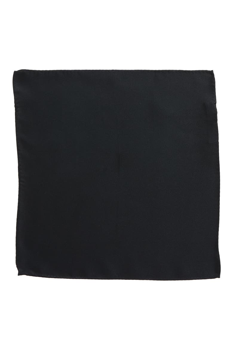 King Twill Silk Pocket Square, Alternate, color, BLACK