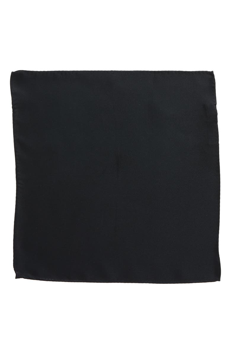 Nordstrom King Twill Silk Pocket Square, Alternate, color, Black