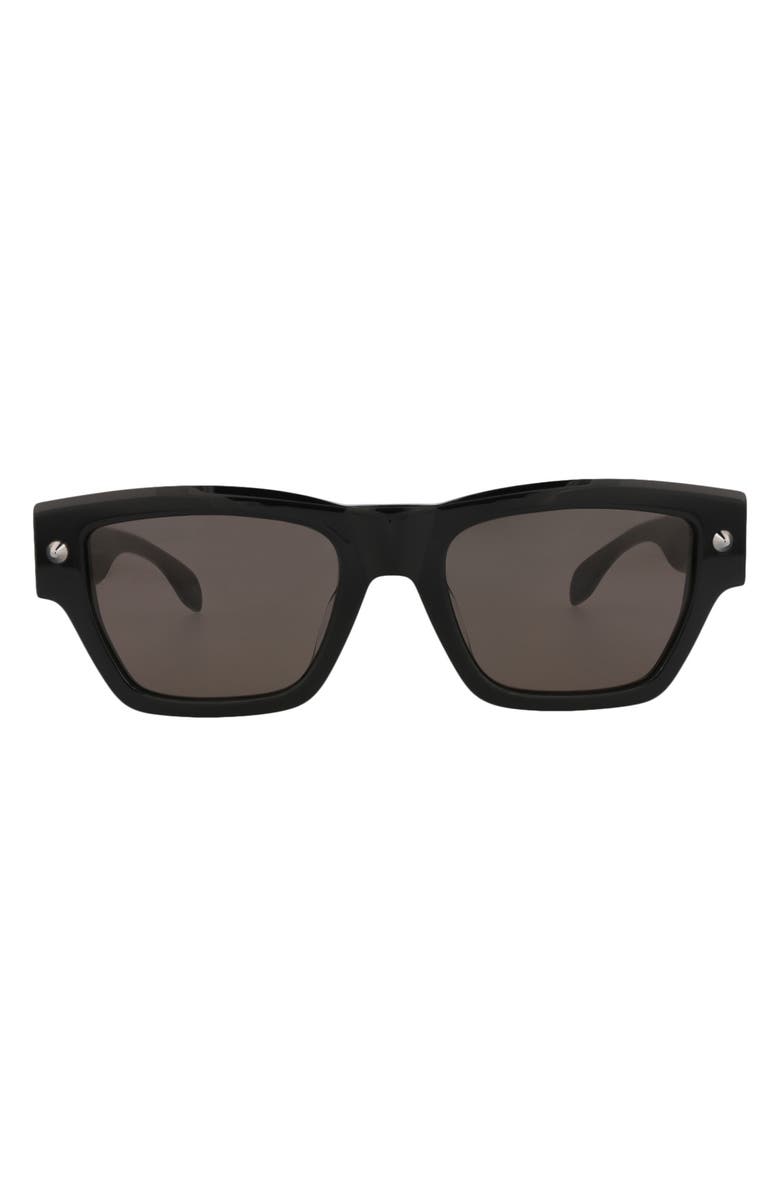 McQueen 53mm Square Sunglasses, Main, color, Black Black Grey