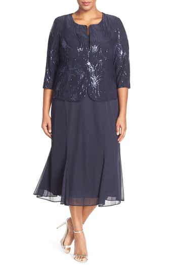 Alex Evenings Sequin Mock Two-Piece Dress with Jacket