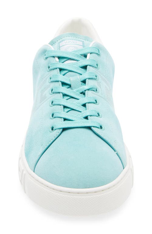 Versace Greca Suede Low Top Sneaker In Blue
