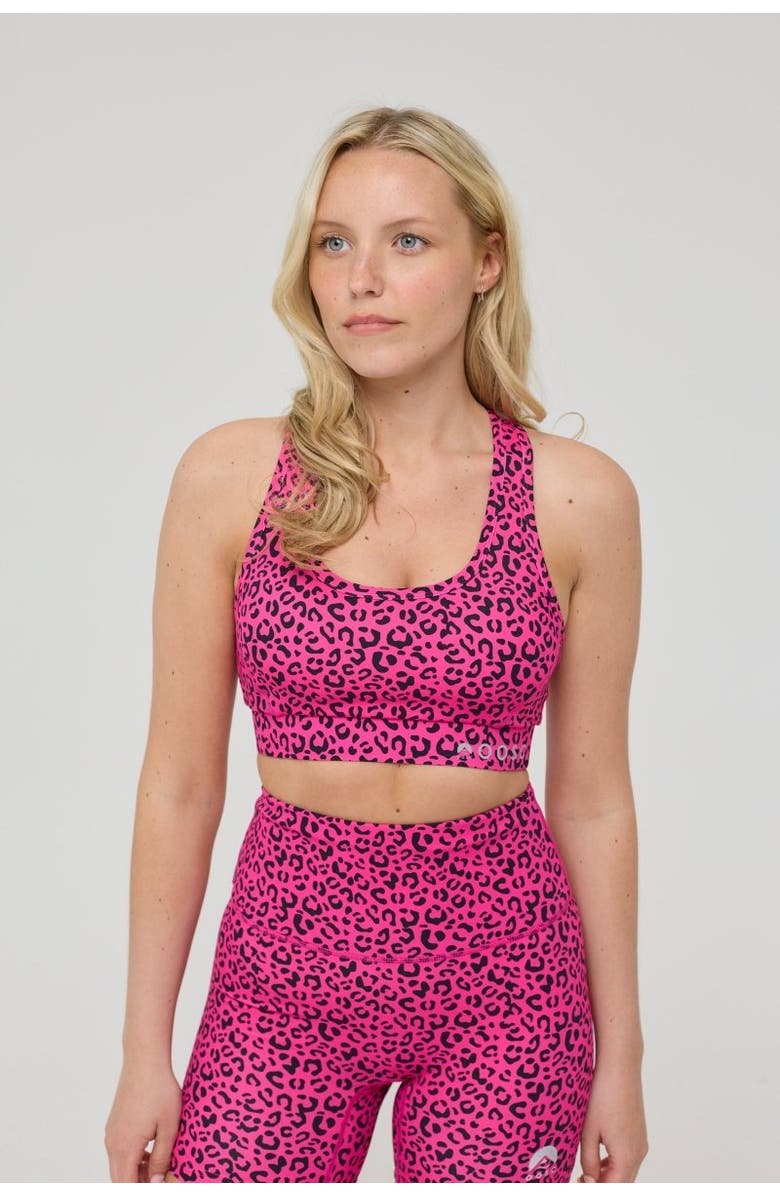 OOSC High Support Elite Crossback Sports Bra - Pink Leopard, Main, color, Pink Leopard