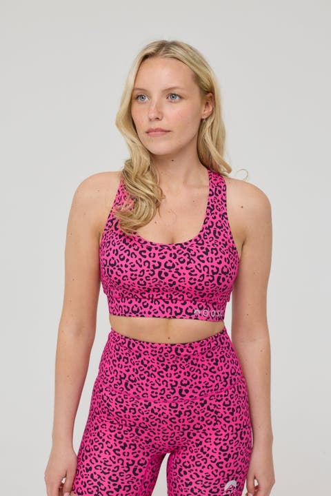OOSC High Support Elite Crossback Sports Bra - Pink Leopard