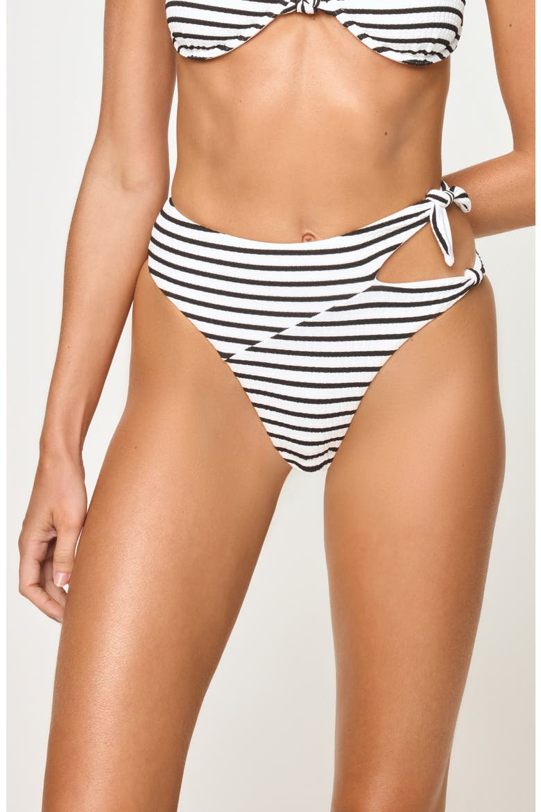 Jack Bitsy Cutout High Waist Bikini Bottoms, Main, color, SAIL ALONG STRIPE
