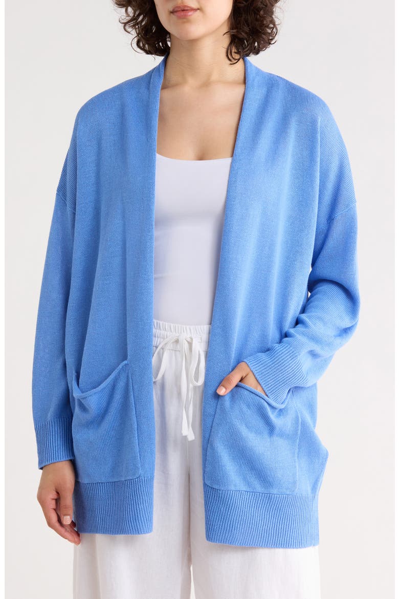 Patch Pocket Organic Linen & Organic Cotton Cardigan, Main, color, ULTRAMARINE