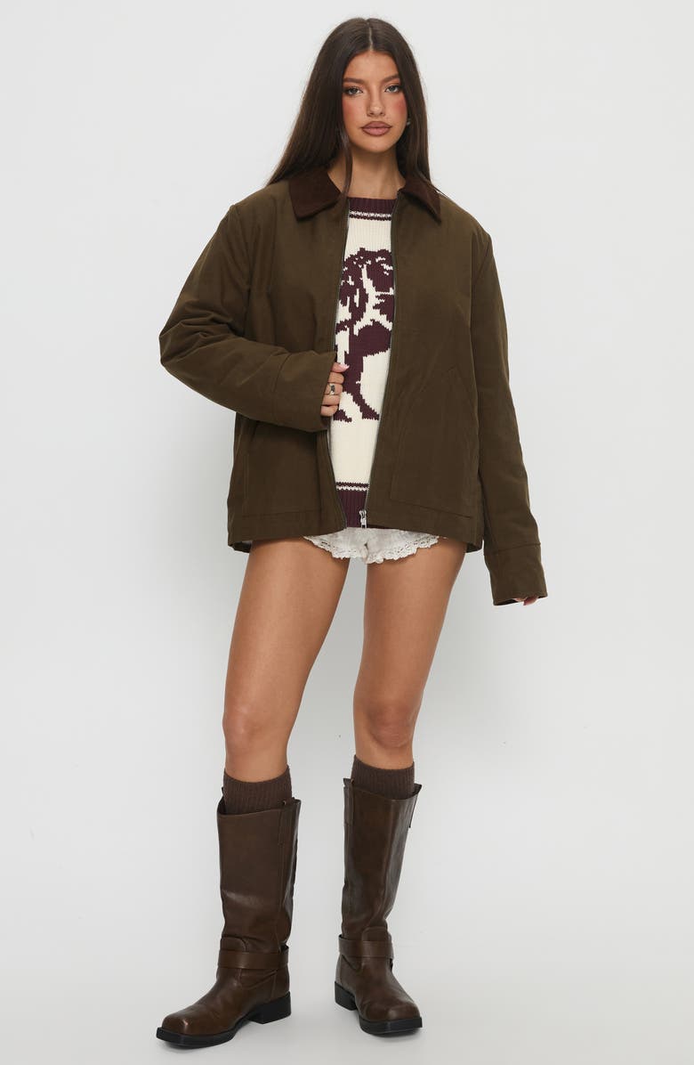 Princess Polly Livya Cotton Utility Jacket, Alternate, color, Khaki