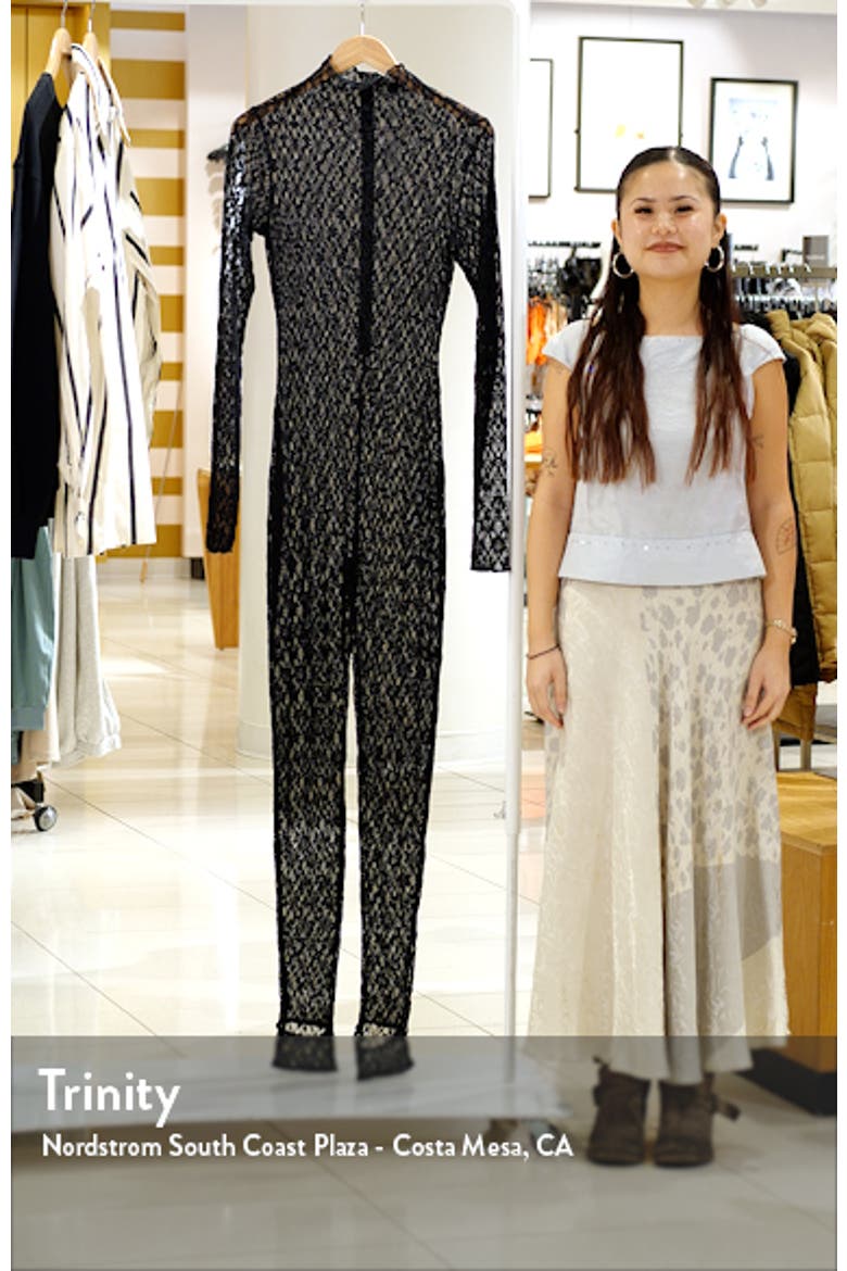 Sheer Lace Long Sleeve Stirrup Jumpsuit video