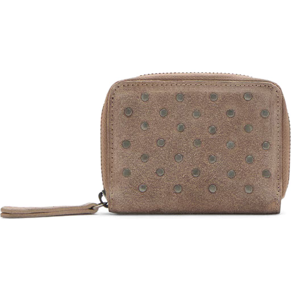 Mango Teen Stud Leather Coin Pouch In Brown