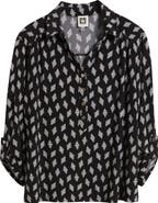 AK ANNE KLEIN Geometric Print Button-Up Shirt