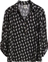 AK ANNE KLEIN Geometric Print Button-Up Shirt