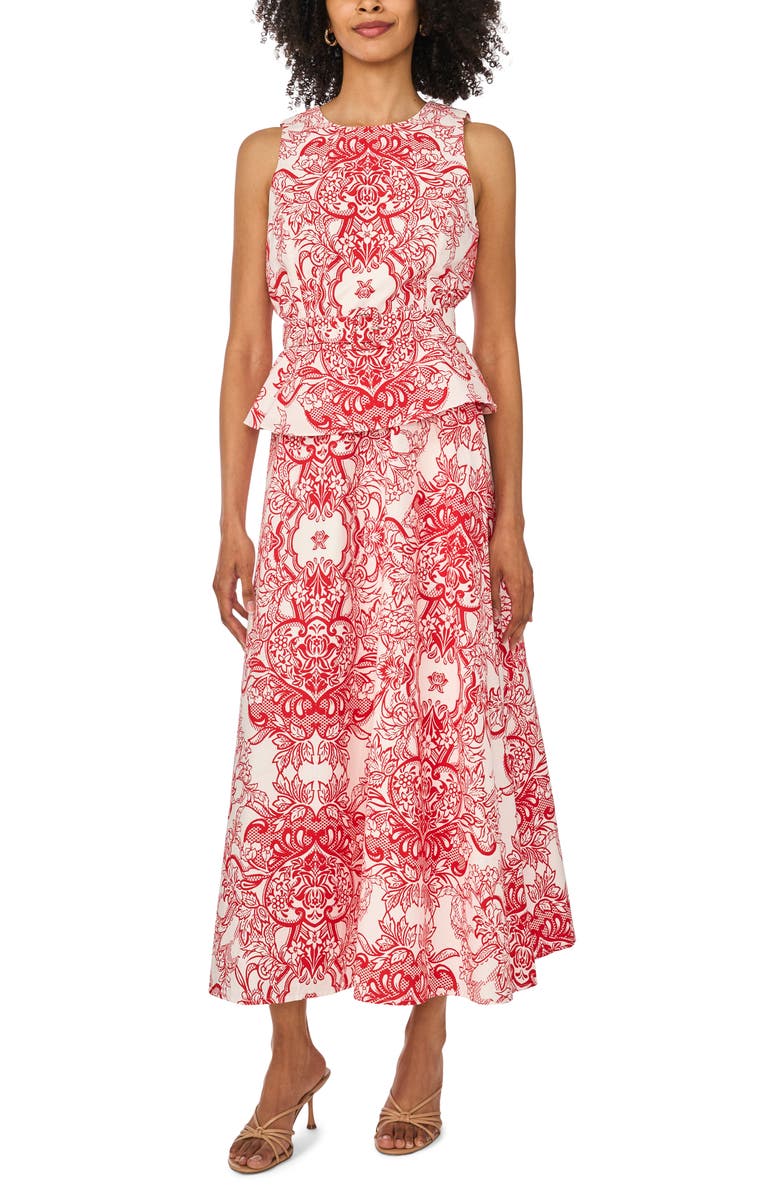 Ted Baker Belted Peplum Top, Alternate, color, Classic Cherry
