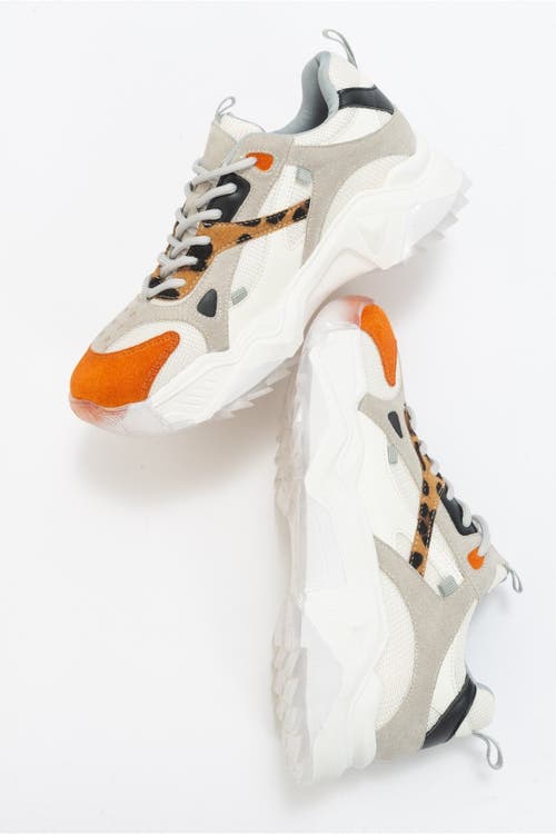 Forever & Always Shoes Loretta Platform Sneakers In White Orange