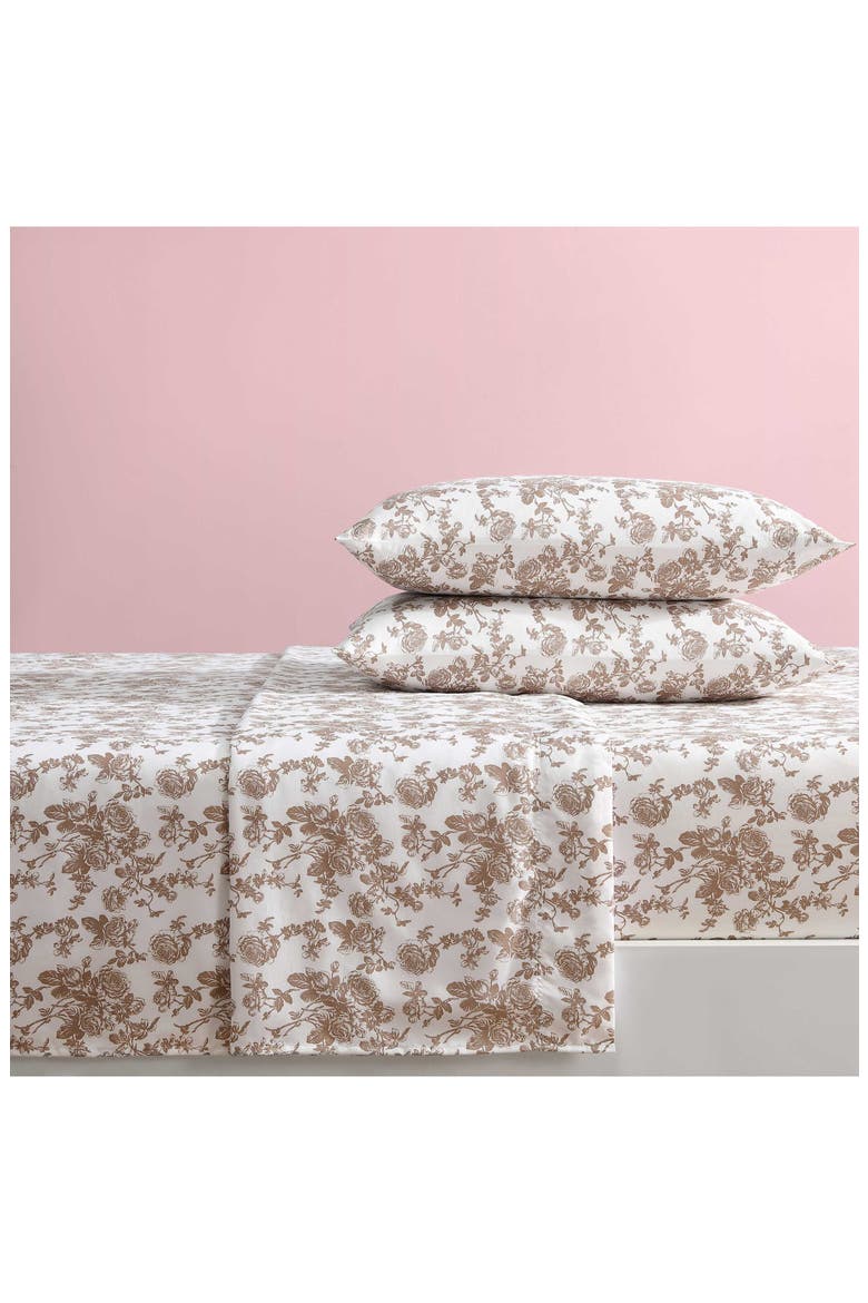 Garden Toile Sheet Set, Alternate, color, BROWN