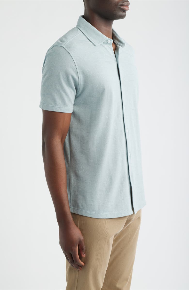 Robert Barakett Graham Short Sleeve Sleeve Knit Button-Up Shirt, Alternate, color, Soft Teal