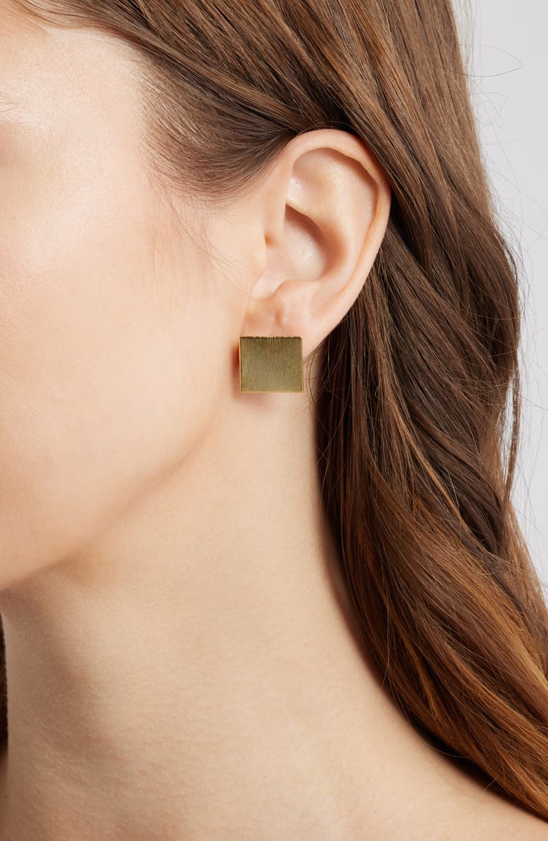 Kiara by Ki-ele Eliza Brushed Square Stud Earrings, Alternate, color, Gold