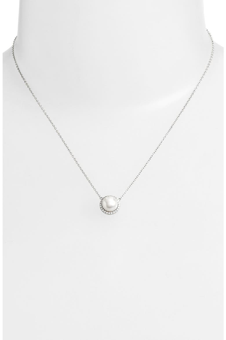 'Lassaire' Pearl Pendant Necklace, Alternate, color, SILVER/ CLEAR